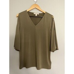 Michael Kors Olive Green 3/4 Ladder Sleeves V Neck Tunic Women’s Medium